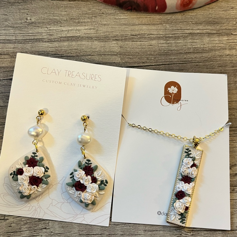Clay earring and necklace set